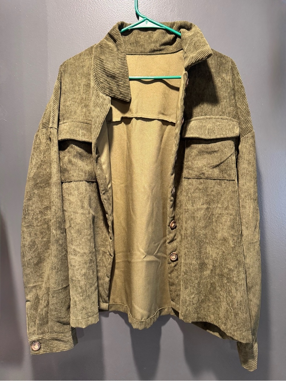 Olive Green Corduroy Shirt Jacket